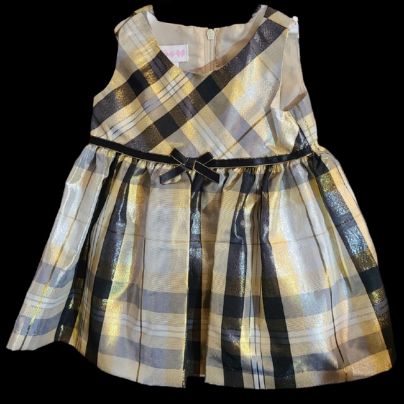 NWT Bonnie Baby size 3-6M black/gold 2-piece coat & dress - Picture 3 of 9